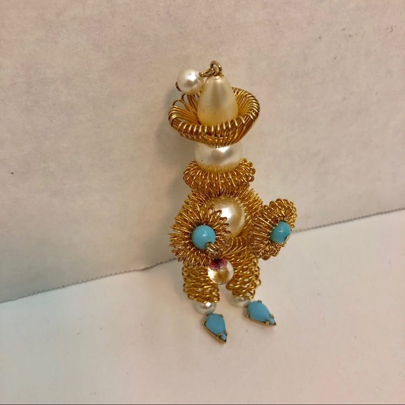 Wire wrapped rhinestone Clown vintage brooch pin
